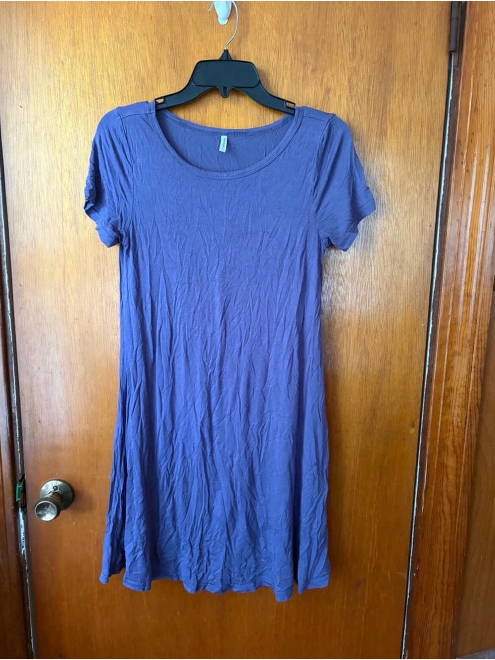 Women's Short-Sleeve Scoop Neck Dress - Purple/Blue